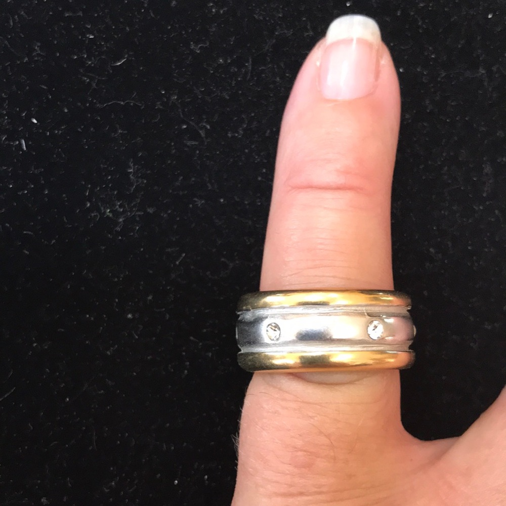 18k Gold electroplate cz Chip ring